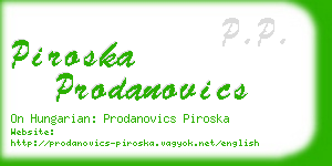 piroska prodanovics business card